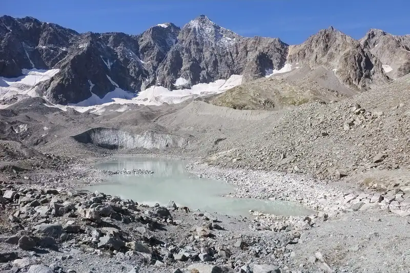 Lac du Glacier d'Arsine (2465 m.) Natural Phenomenon in Ecrins National Park, France.
