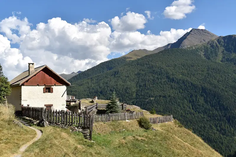 House near the GR58 traii between the lakes of Malrif and Abries, Queyras, Hautes Alpes, France